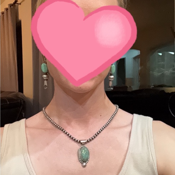 Genuine Navajo handmade squash blossom earrings. Artist: Tia Long - Picture 2 of 4